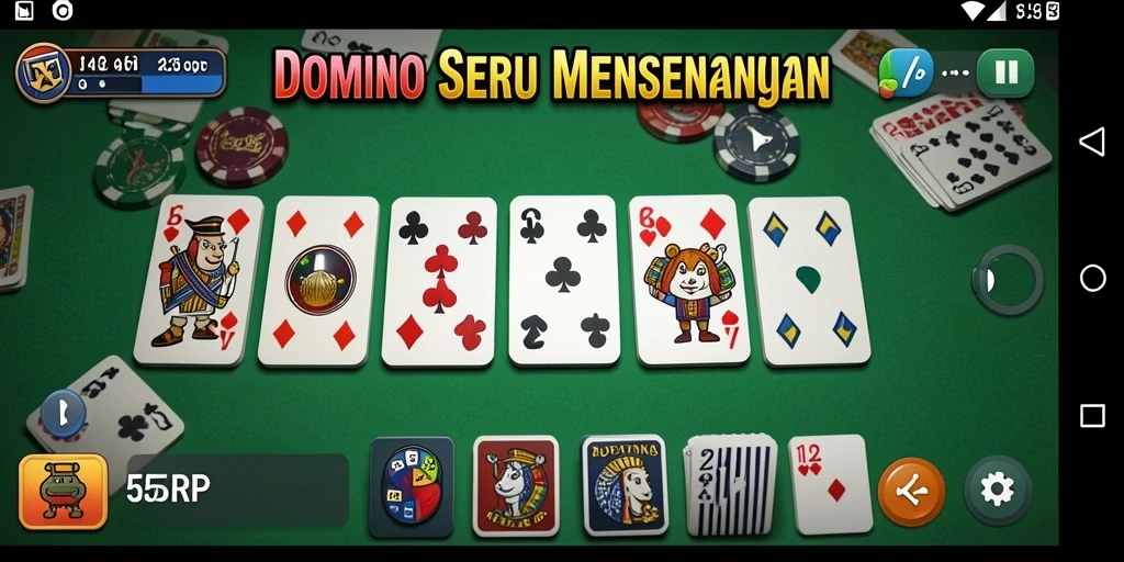 Tampilan gameplay seru dari 55RP dalam permainan Domino.