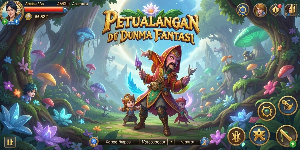 Screenshot utama AA62 menampilkan pemain menjelajahi dunia petualangan yang luas.