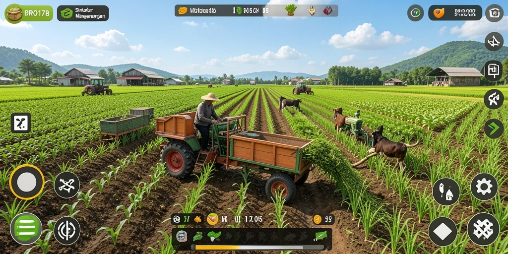 Tampilan gameplay seru dalam BRO178 yang menawarkan pengalaman bertani.