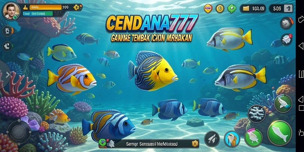Screenshot gameplay CENDANA777 dengan aksi tembak ikan yang seru.