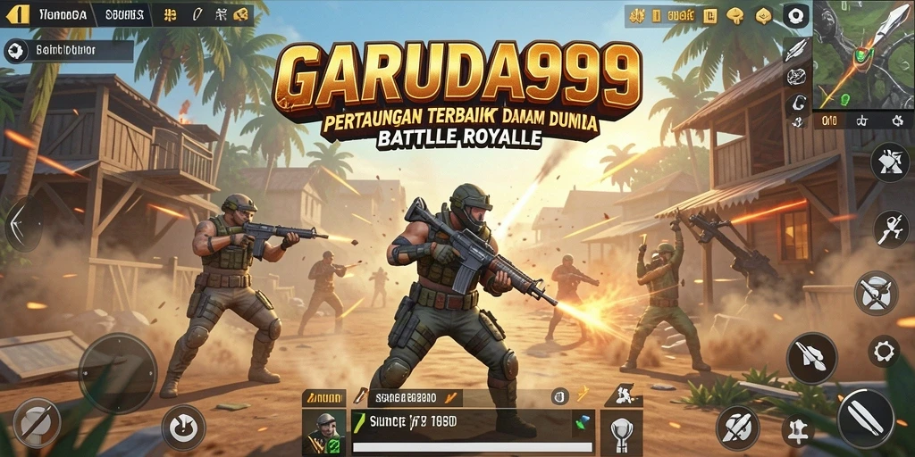 Gameplay menegangkan GARUDA999 dalam pertempuran Battle Royale.
