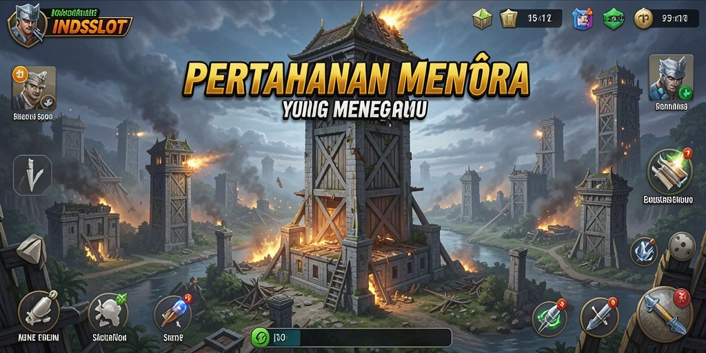 Tampilan gameplay menegangkan dari INDSLOT dengan strategi Tower Defense.