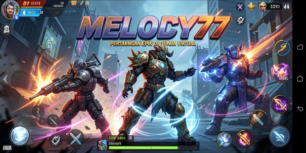 Tangkapan layar MELODY77 menampilkan aksi pertarungan yang mendebarkan.
