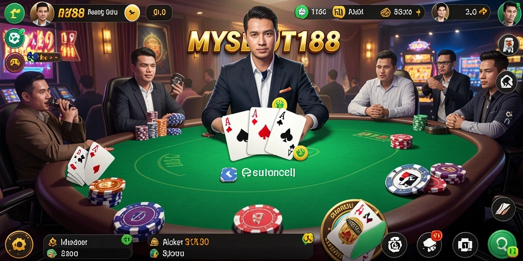 Tampilan gameplay Poker yang mendebarkan di MYSLOT188.
