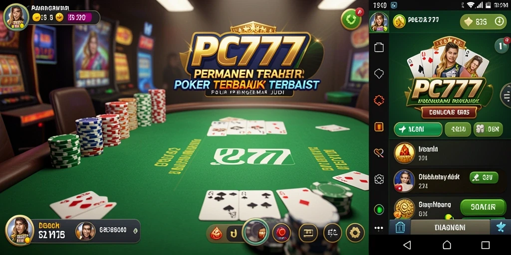 Screenshot gameplay PC777 menampilkan pemain yang bersaing di meja Poker.