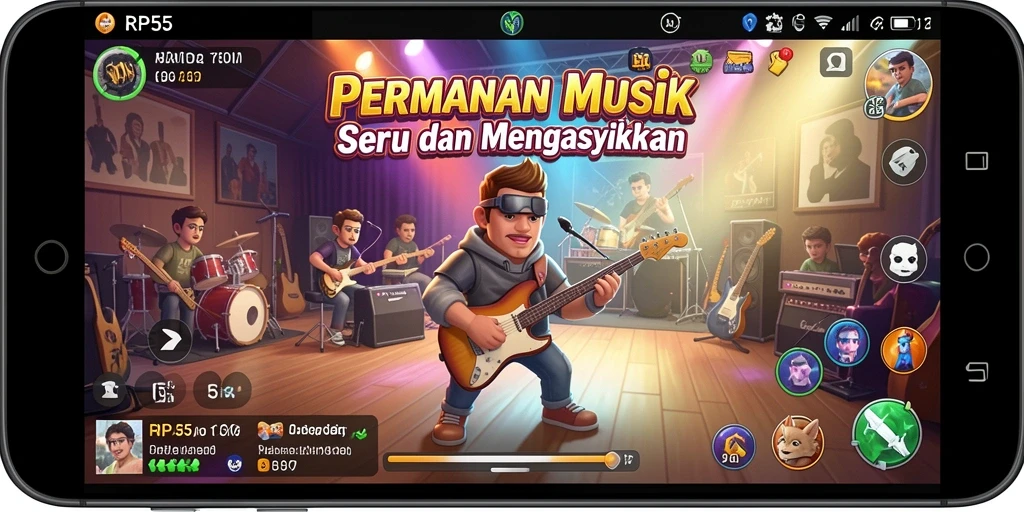 Screenshot gameplay RP55 menampilkan pemain menikmati permainan musik.