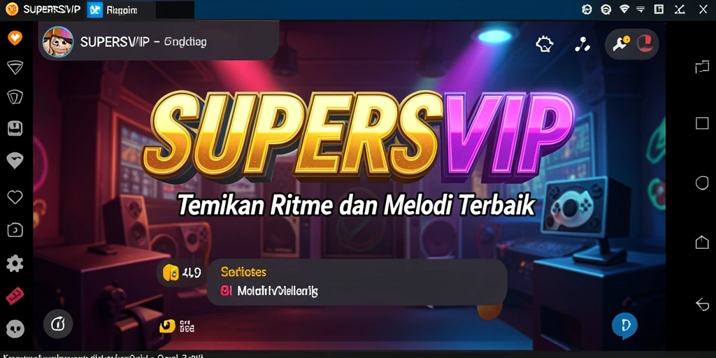Screenshot gameplay SUPERSVIP menampilkan pengalaman musik yang menyenangkan.