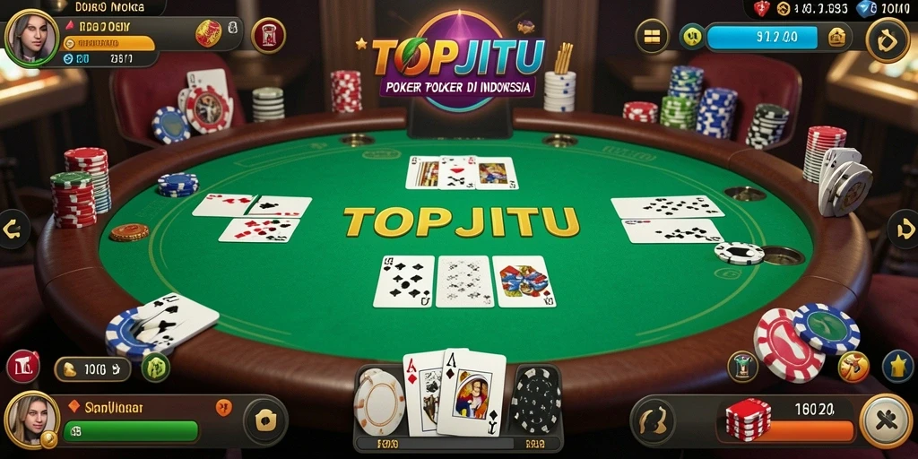 Screenshot gameplay TOPJITU dengan tampilan poker yang menarik.