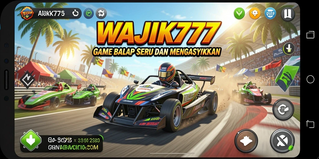 Screenshot gameplay WAJIK777 menampilkan aksi balapan yang mendebarkan.